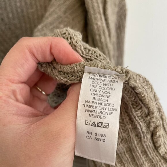MAURICES Taupe Tan Brown Chunky Knit Notch / Split Neck Open Cardigan Sweater XL - Picture 8 of 16